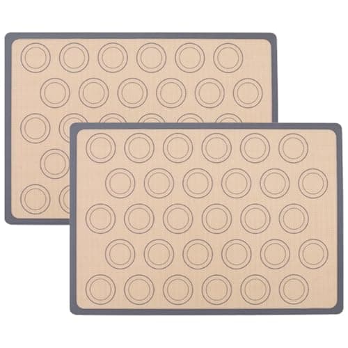 2Pièces Tapis de Cuisson pour Macarons,Rectangulaire Silicone Tapis de Cuisson,Tapis de Cuisson en Silicone,Tapis de Cuisson en Silicone Macarons en Gris,pour les Macarons,les Biscuits et les Pizzas