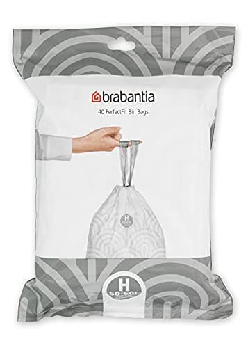 Brabantia Sacs Poubelle PerfectFit (Code H - 50L / 60L), Ultra Résistant, Poignées Coulissantes (40 Sacs)