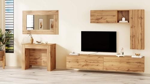 Mobili Fiver, Table Console Extensible avec rallonges intégrées, Easy, 45(305) x 90 cm, Bois Rustique, pour 12 Personnes, Console Extensible pour Salle à Manger et entrée, Made in Italy