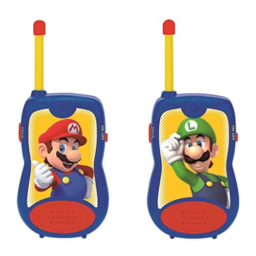 LEXIBOOK- Nintendo Super Mario Talkies-Walkies, Jeu de Communication pour Enfant/garçon, Clip Ceinture, à Piles, Bleu/Rouge, TW12NI