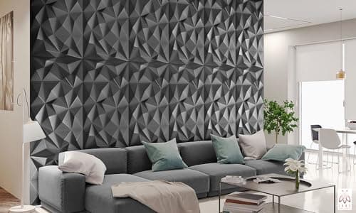 Lot de 4 panneaux 3D, panneaux en polystyrène XPS, panneaux de plafond, panneaux muraux 3D, décorations, plafonds, revêtement mural brillant, 3 mm d'épaisseur - 100 cm x 50 cm - 2 m2 (noir 03)