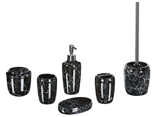 Ensemble d'Accessoires de Salle de Bain 6 Pièces Dolomite Noir Palmilla