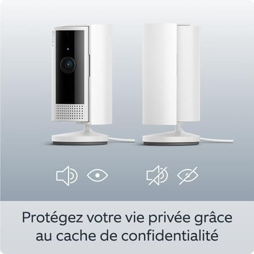 Ring Caméra intérieure (Indoor Camera 2e gén.) | Caméra de surveillance wifi sur secteur pour animaux, vidéo HD 1080p, audio bidirectionnel, cache de confidentialité | Essai Ring Home gratuit 30 j.