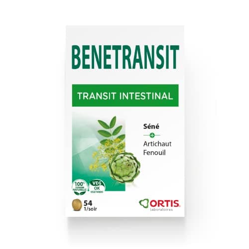 LABORATOIRES ORTIS – BENETRANSIT - Favorise le Transit Intestinal grâce aux extraits de Séné, d’Artichaut & de Fenouil - Ingrédients 100 % d’Origine Naturelle - 54 Comprimés - 20 g