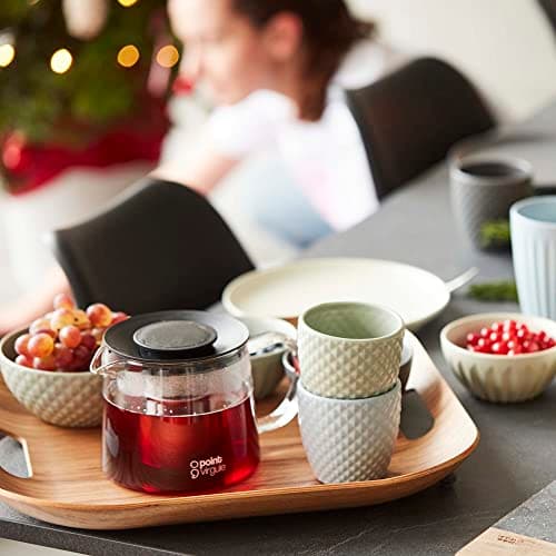 Point-Virgule Théière en Verre avec infuseur à thé en INOX, Service a The, Noir, 600ml
