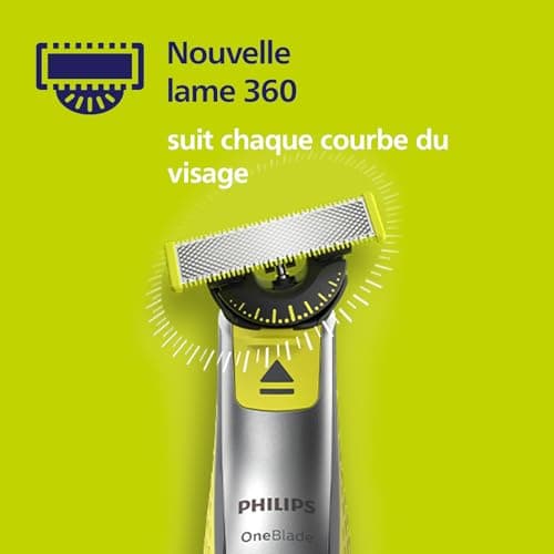 Philips OneBlade 360, Authentiques lames de rechange pour rasoir et tondeuse électriques OneBlade, avec peigne réglable 5en1, en acier inoxydable durable, 2 paquets, (modèle QP420/60)