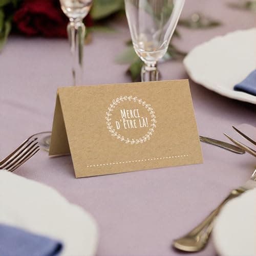 Partycards Marque Place Mariage, Décoration Mariage et Baptême, 50 Pièces A7, Idéal pour Deco Mariage et Marque Place, pour un Mariage Élégant et Raffiné