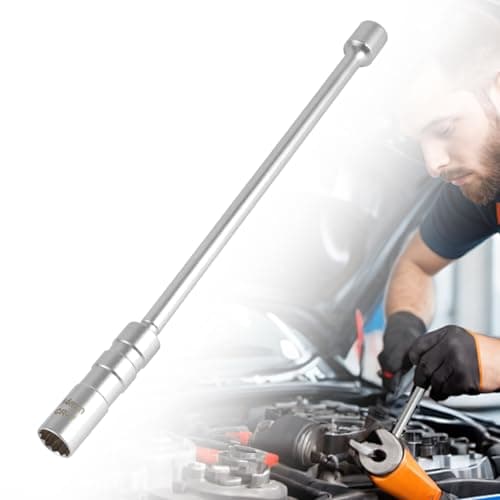 Clé à Bougie 14mm Douille de Bougie D'allumage,Magnétique Clé à Bougie Pivotant à 360 °,3/8 "Universelle Cle a Bougie,Douilles à Bougies Outil de Retrait de clé(Longue)