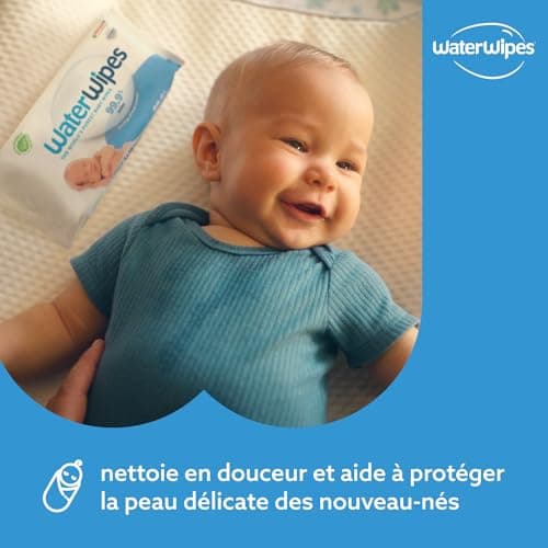 WaterWipes Lingettes Bébés Originales Exemptes De Plastique, 1080 Unités (18 Paquets), Lingettes à Base d'Eau à 99,9 %, Non Parfumées pour les Peaux Sensibles