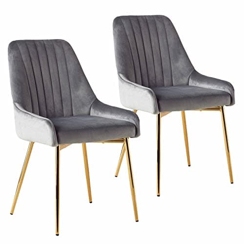 SEPNINE Chaises de Salle à Manger Lot de 2, Chaise en Velours pour Salle à Manger Scandinave, Chaise de Cuisine avec Coussin Rembourré épais, Chaise de Salon avec Pieds en Métal Doré