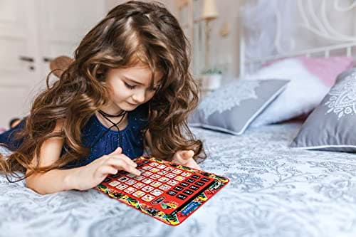 LEXIBOOK, Miraculous Ladybug Cat Noir Tablette éducative Interactive bilingue Jouet pour Apprendre Les Lettres de l'alphabet Chiffres Mots orthographe et Musique Anglais/Allemand Rouge JCPAD002MIi3