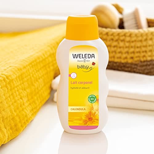 WELEDA - Lait corporel Calendula - Adoucit et hydrate - Pour la peau délicate délicate des bébés et des jeunes enfants ou les adultes à la peau sensible - NATRUE - 200 ml