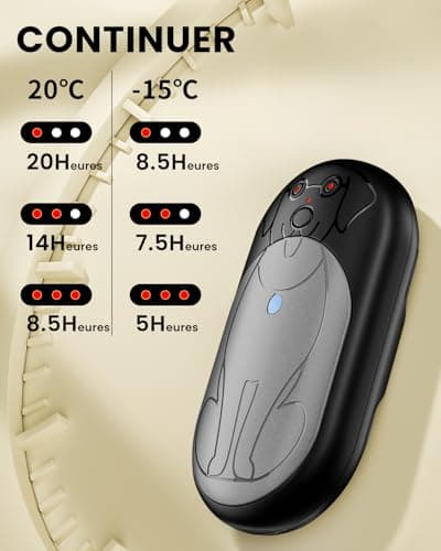 Chaufferette Main Reutilisable 2 Pack, 6000 mAh Chauffage Portable Chauffe Main Rechargeable, Chaufferette Electrique Main, Cadeaux de Noël pour l'extérieur/Camping/Chasse