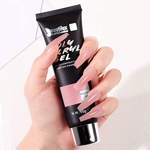 Beautilux Acrygel, 50g Rose Acrygel Ongle Longue Durée Pour Nail Art Gel Extension Ongle, Gel Tube Construction Ongle UV