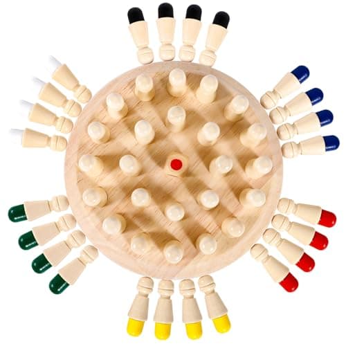 ZLPBAO Memory Chess Jeux Educatif 3 Ans, Méliorent la Mémoire et La Cognition des Couleurs,Jeu Montessori 3 Ans en Bois, Chess Board pour Enfants Adultes Fête Voyage