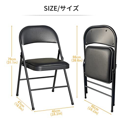 BOOSDEN Lot de 2 Chaises Pliantes, Chaise Pliante Confortable, Chaise Pliante Salle a Manger,Chaise pliante rembourrée, Chaises Pliantes pour Cuisine, Bureau, extérieur, Jardin, Charge maximale 136 kg