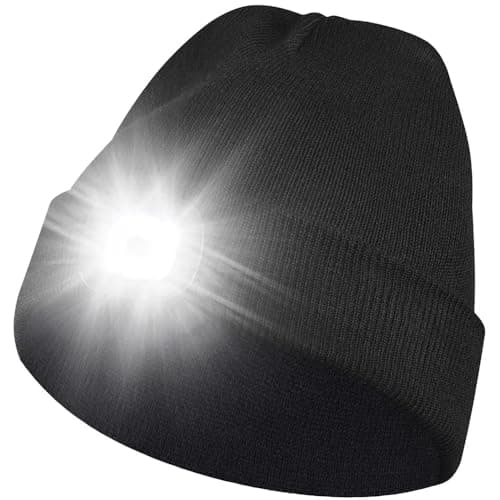 Stycizom LED Bonnet Lampe Frontale, Étanche Lumière Hiver Chaud Phare Cadeaux pour Hommes et Femmes,vélo Camping Randonnée en Plein air Coiffe Rechargeable