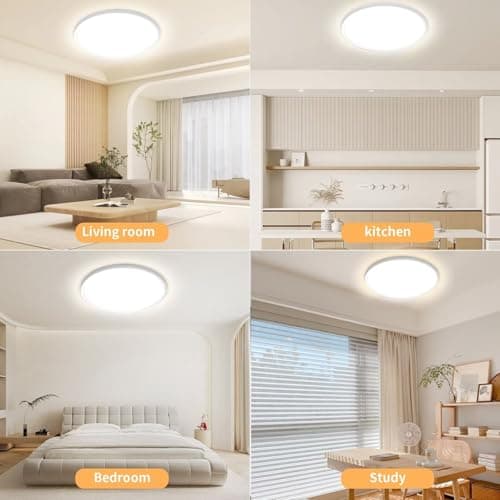 Yexati Plafonnier LED Dimmable, 24W 3000K-6500K 3200LM Plafonnier Télécommande, IP54 Luminaire Plafonnier Lampe Plafond Moderne Rond pour Salle de Bain, Chambre, Cuisine, Salon, Balcon 29.5CM