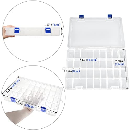 DIFIT , Boite de Rangement Plastique avec Séparateurs Réglables 34 Compartiments, Boite Rangement pour Artisanat, Perles etc, Boite Lot de 1