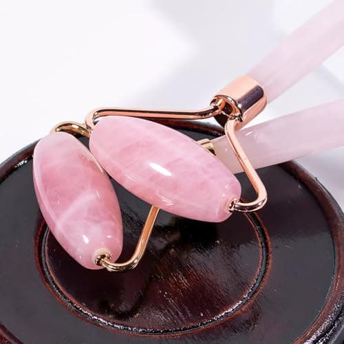 Rouleau de massage pour le visage, les yeux, le cou, outils de soins de la peau, outil de massage pour le visage, cadeau pour homme et femme (rose)