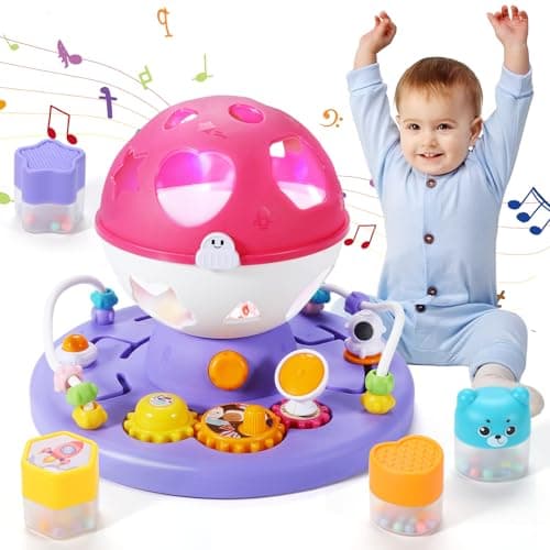 Jouet Bebe 1 2 an Fille, Montessori Sensoriel Jouets avec Musique/Lumière,Jouet Bebe 9 18 24 Mois,Jouet éducatif 1 2 3 Ans Garçon Fille Cadeau d'anniversaire de Noël