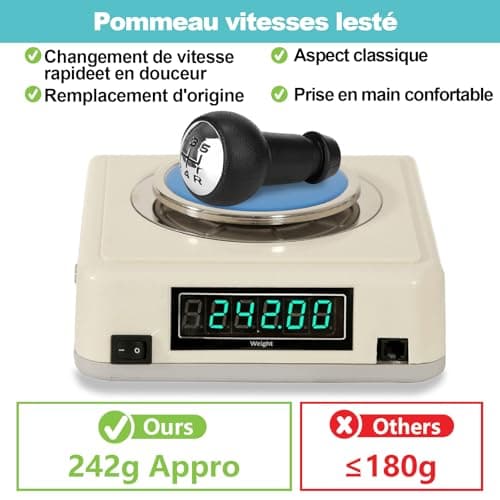 Spurtar Pommeau de levier de vitesses manuel 5 vitesses pour Peugeot 106 107 207 301 307 308 407 408 508 3008 1007 / pour CITROEN C2 C3 C4 Picasso - Noir et argent
