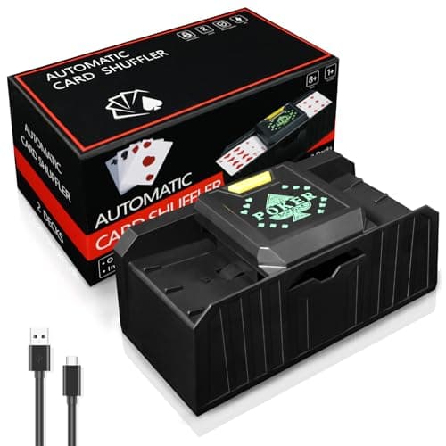 HNCY mélangeur de Cartes Automatique, melangeur de Cartes Electrique, mélangeur Carte, mélangeur de Carte, Automatic Card shuffler, USB à Piles, pour UNO, Poker, Phase 10, Skip-Bo, Blackjack