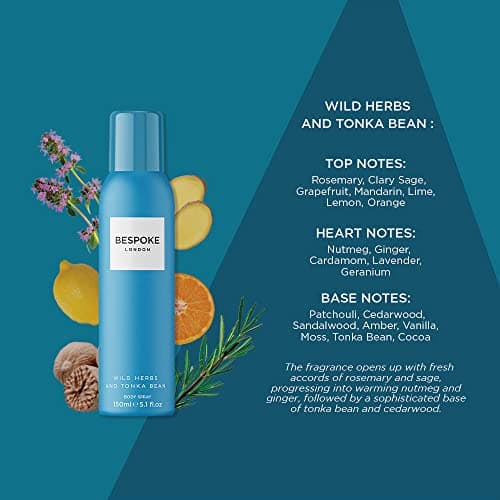 Bespoke Wild Herbs and Tonka Bean Spray Corporel pour Homme 150ml
