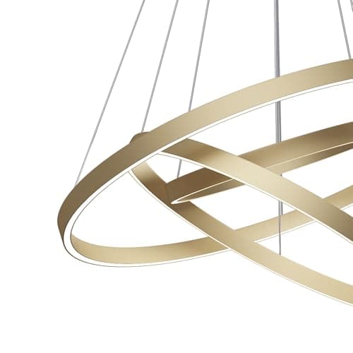 Suspension Design, Lustre LED, Style Moderne, rond, Armature en Métal couleur laiton, plafonnier en Métal en forme de cercles, pour le Salon K: 4000 6900 lm 220V IP 20