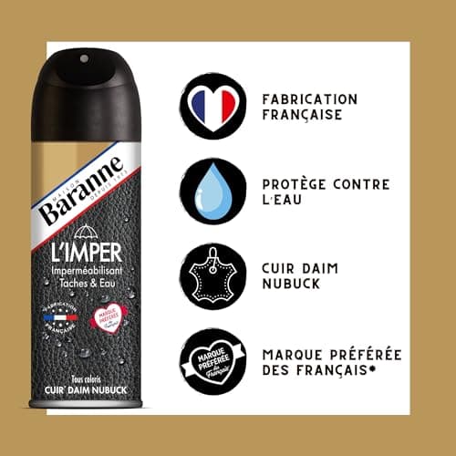 Baranne - Impermeabilisant Taches et Pluie Tout Cuirs Véritables - Imperméabilisant Chaussure - Préserve la Souplesse des Matières - Pulvérisateur - 200ml
