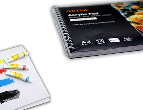 Artme Blocs de Papier Acrylique A4 x 12 Feuilles 400g très épais - Carnet de Croquis ou à Dessin pressé à Froid, sans Acide – Supports Humides et Secs - Peinture Acrylique et Gouache (2 pièces)