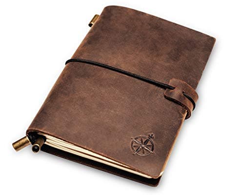 Carnet De Poche En Cuir Wanderings - 12,5 X 9 Cm. - Petit Journal De Voyage Rechargeable – Format Passeport, Parfait Pour Écriture, Cadeaux, Voyageurs, Professionnels, Journal Ou Organisateur, Petite