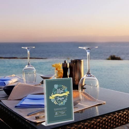 KiKiHong Lot de 5 Présentoirs de table A5,A5 Presentoir en Transparent,Présentoir en L,Porte Affiche Convient aux Restaurants, Publicités,Bureaux,Dépliants,Cafés,Menus