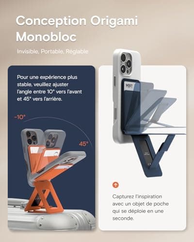 MOFT Porte Carte et Trépied Téléphone, Trépied Smartphone Support Téléphone Compatible avec Magsafe, Ajustable Pliable Support Téléphone avec 2 Porte Cartes, Magnétisme Fort (Taupe)