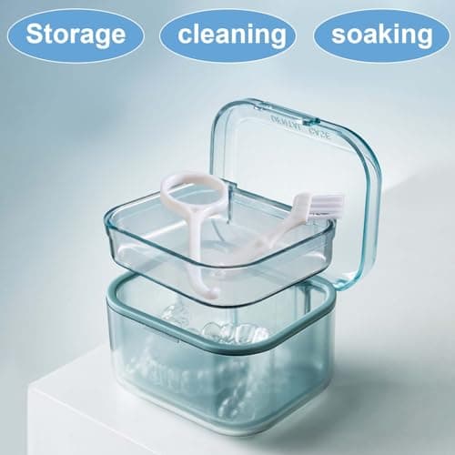 Disnace Boîtes à Conteneurs Dentaires, Boîte Pour Prothèses Dentaires, Boîte À Dentier Étui de Bain Rangement, Boite Appareil Dentaire avec Tamis, Boîte Orthodontique pour Appareil Dentaire (Orange)