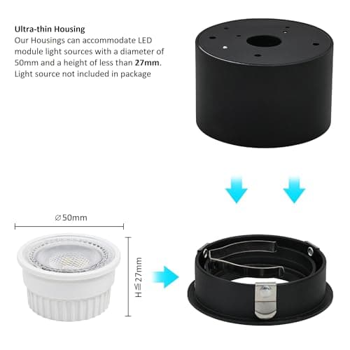 GeyouLux Plafonnier Spot Φ80×50mm Ultra-plat,Rotatif à 45° Spot en saillie Orientable,Aluminium Rond Noir Mat Apparent Downlight Lampe de Plafond Pour Modules LED,Ampoule non Incluse,lot de 6