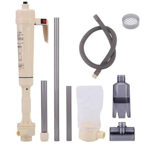 Zebbyee Aspirateur Aquarium Electrique, 3 en 1 Kit Nettoyage Aquarium, Pompe Siphon Aquarium avec Tige Télescopique, Gravier Pompe Nettoyage,Filtres, Changeur d'eau