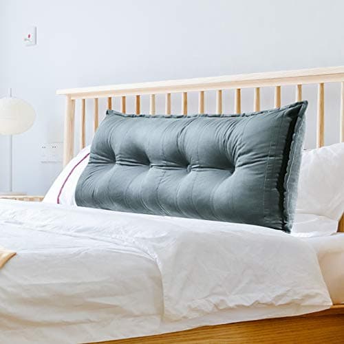 Johnear Coussin de Dossier pour canapé, Cale Dos Plage,Traversin Grand Coussin de Lecture en Velours, Oreiller Triangle Compensé Wedge, Coussin Lombaire, tête de lit, Coussin pour Jambes, Gris 120 cm