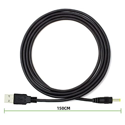 Cablecc Lot de 2 câbles d'alimentation ronds USB 2.0 mâle type A vers 5 V CC 4 x 1,7 mm 150 cm 24 AWG