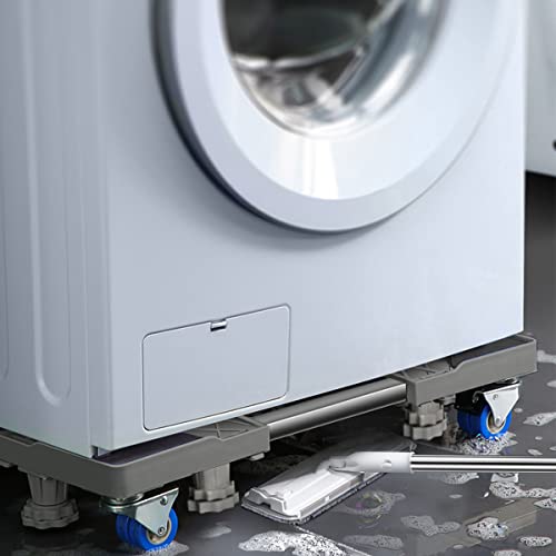NIUXX Base de Réfrigérateur Machine à Laver Réglable 41.5cm-65cm Socle Linge Base de Sèche-linge avec 4 Roues et 8 Pieds, Réduction du Bruit Antichoc Effet Sèche-Linge