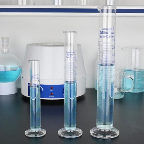 Labasics Verre Cylindre Gradué (3-Paquet) 100 ml, Graduated Cylindre en Verre Borosilicaté Cylinder de Mesure Éprouvettes Cylindriques