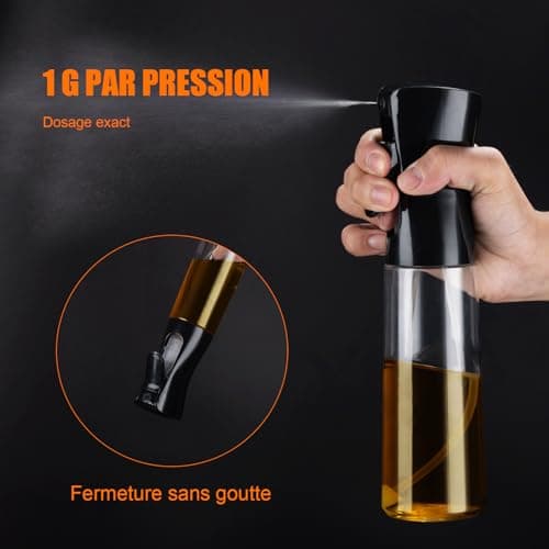 GRIFEMA Spray de Cuisine Huile Cuisine 300 ML, Vaporisateur d'Huile de Cuisson pour Friteuse sans Huile, Air Fryer Accessoires, Noir, GE2002B-300