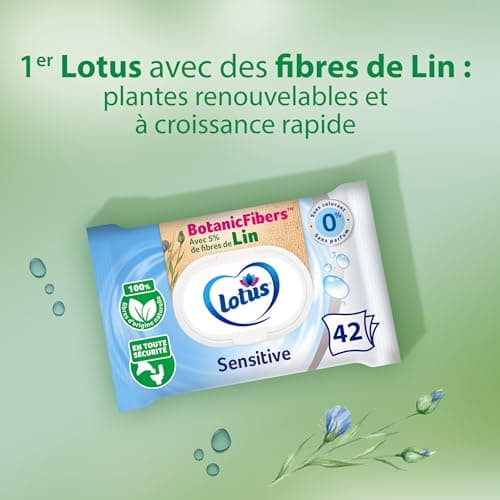 Lotus Papier Toilette Humide Sensitive - Sans colorant, ni parfum - Fibres FSC 100 % d’origine naturelle - 294 feuilles 42 unités (Lot de 7)