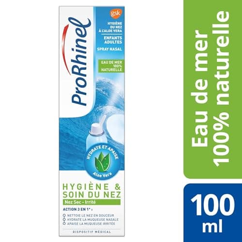 Prorhinel Spray Nasal Eau de Mer et Aloe Vera, Lavage Nez Bouché ou Rhume, Pour Enfants et Adultes, Fabriqué en France, Lot de 4x 100ml