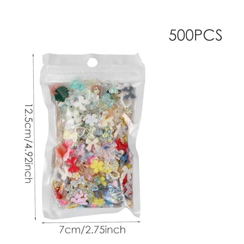 Lot de 500 Charmes D'ongles 3D, Multistyle Perles Décoratives pour Nail Art, Aléatoire Bijoux Ongle de Résine, Coeur Ours Noeud Papillon Fleur Nail Art Bijoux pour Femmes Filles DIY