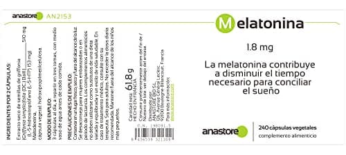 MÉLATONINE * 1.8 mg / 120 doses * Sommeil * (1 dose = 2 gélules) * pour réduire le temps d’endormissement.