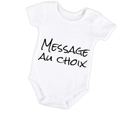 Body bébé ou tee-shirt enfant personnalisable – Ajoutez votre message ou prénom | Cadeau original personnalisé pour naissance, anniversaire, baby shower (Message au choix)