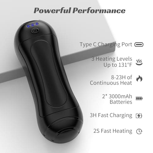 FANDLISS Chaufferette Main Rechargeable,6000 mAh Chauffe Mains Cylindriques,3 Modes de Chauffage,2024 Electrique Chauffe Main USB pour Sports Travail en Extérieur Camping Randonnée-Noir