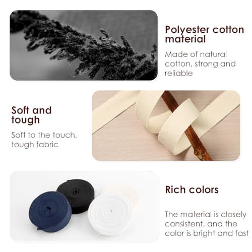 Sangle Couture Sergé en Coton 22m de long 25mm de large,Sangle Sac Bandouliere 25mm, Accessoires pour Artisanat Bricolage Tricot (5,5 Mètres par Couleur)