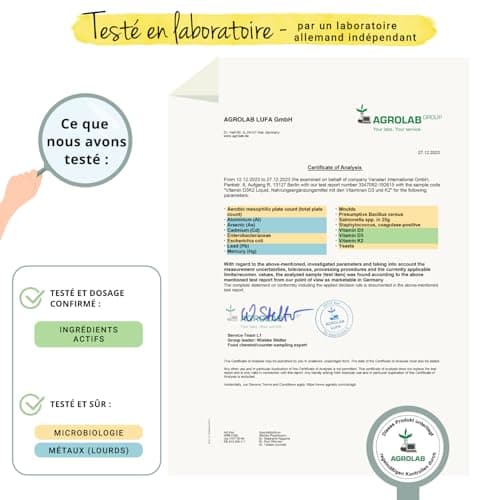 Vitamine D3 K2 Gouttes Vegavero® | VEGAN | 2000 UI Vitamine D3 + 25 μg Vitamine K2-MK7 | Haute Biodisponibilité et Dosage | Immunité + Santé des Dents et Os